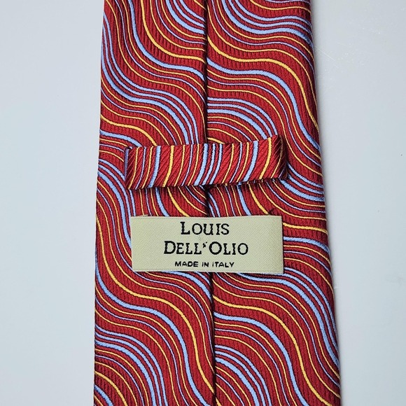 Linea by Louis Dell'Olio Other - Louis Dell'Olio Tie 100% Silk Handmade Italy Mens One Size Red Wavy Stripe